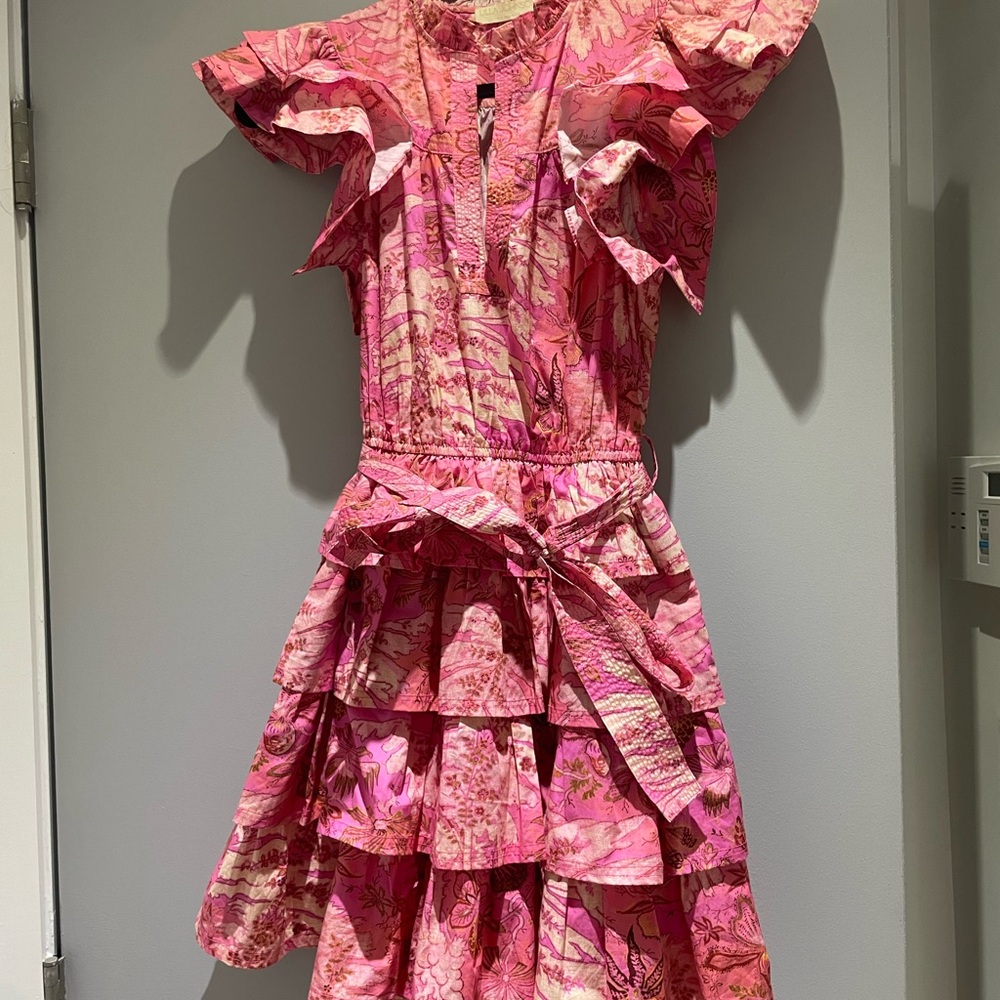 Ulla Johnson Pink Ruffled Tiered Mini Dress